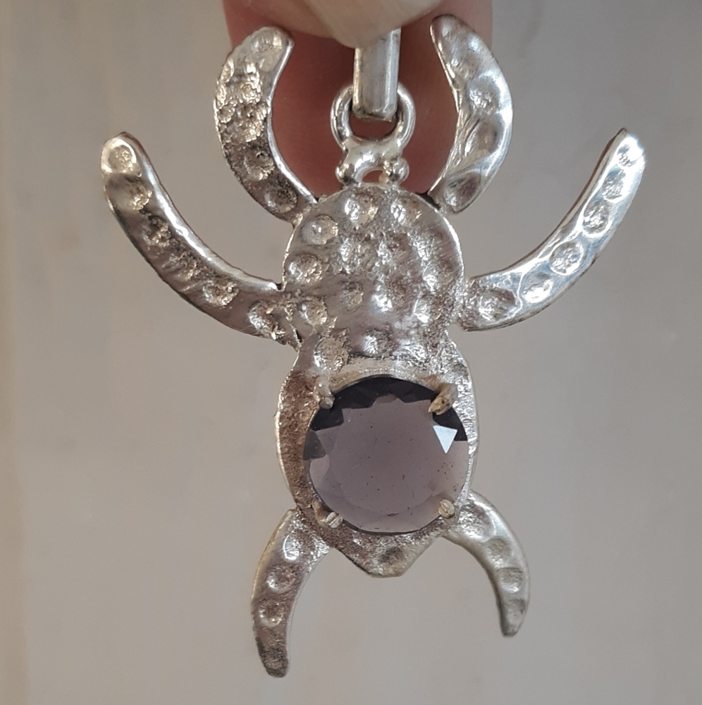 New Amethyst 925 Silver Spider Pendant.